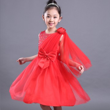 2016夏季新款中大女童无袖网纱连衣裙儿童婚礼裙花童表演服潮演出
