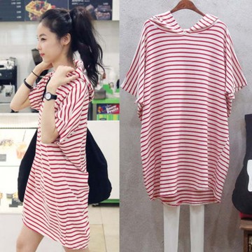 一件代批发2016夏季韩版精品宽松大码女装短袖中长款T恤连衣裙