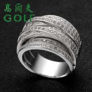 高爾夫GOLF时尚个性镶嵌奥钻创意多环戒指